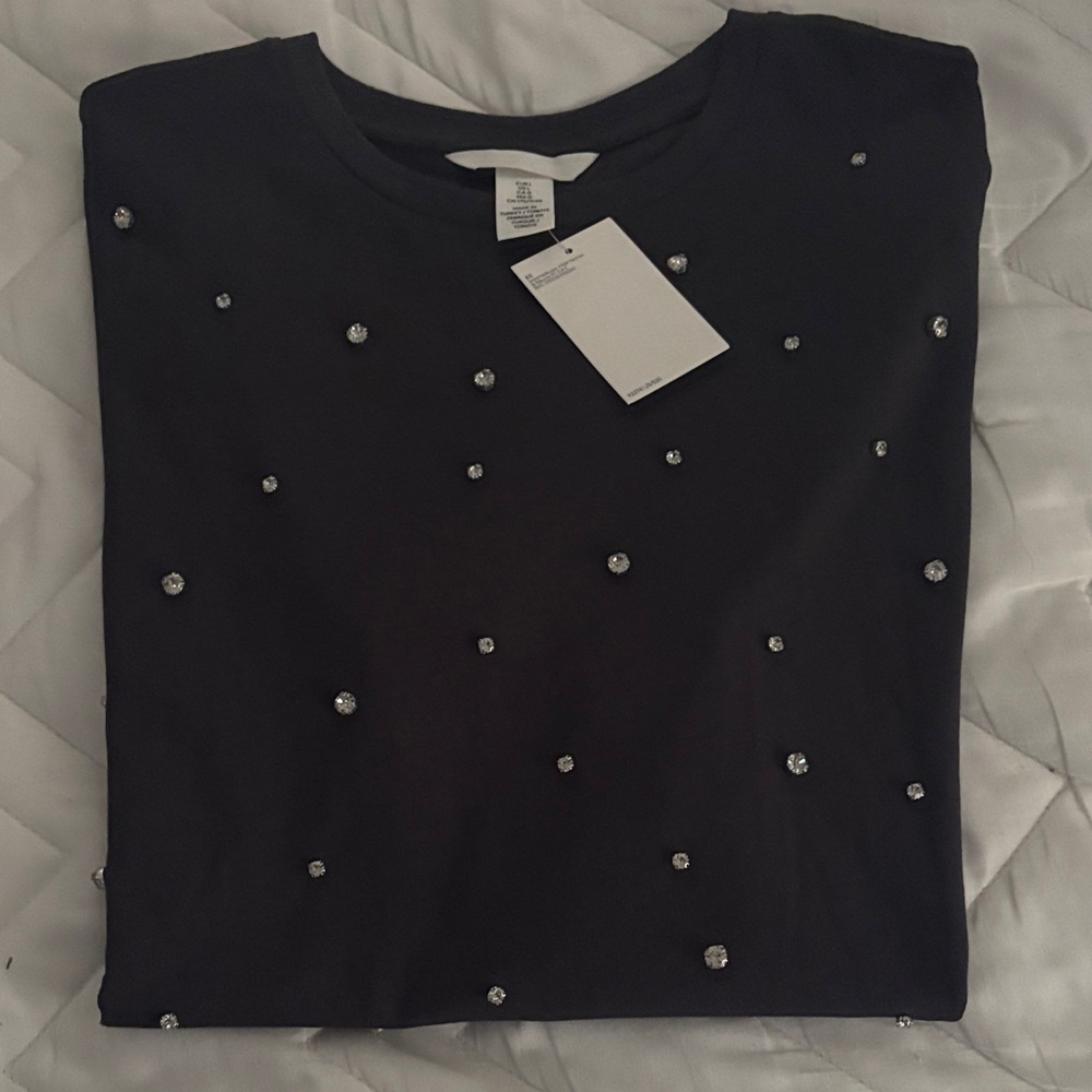 H&M Short Sleeve Tee with Silver Accents , dark blue